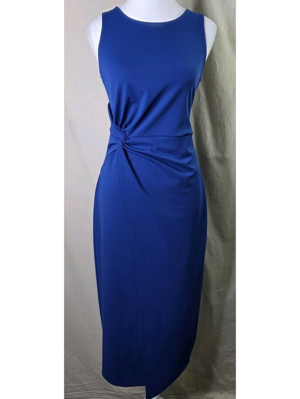 Siena Side Knot Midi Dress M Royal Blue Sleeveless Scuba NWOT